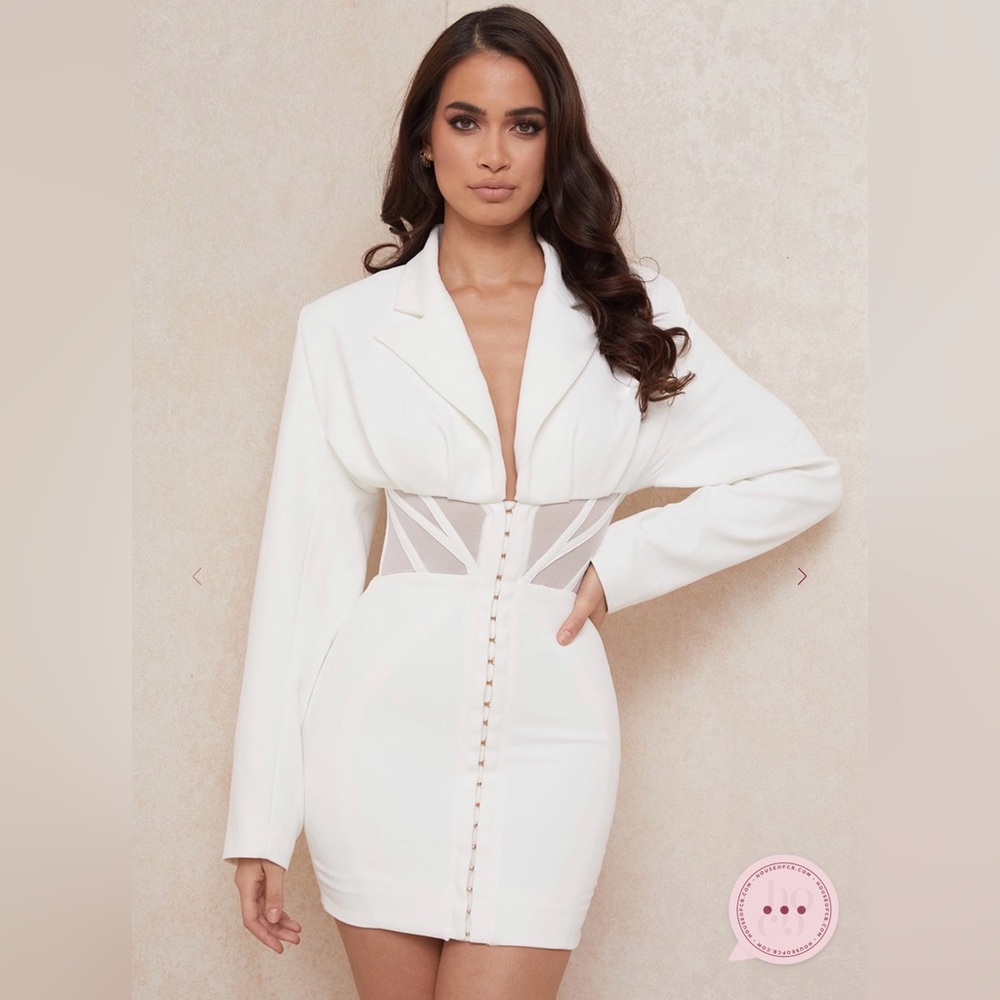 House Of CB Anine White Blazer Corset Dress